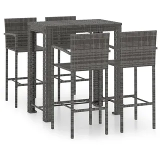 vidaXL 5-tlg Garten-Bar-Set mit Armlehnen Poly Rattan Grau