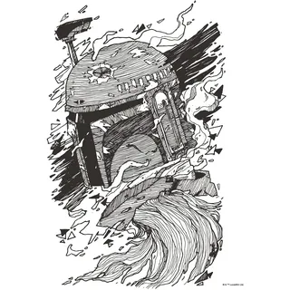KOMAR Wandbild - Star Wars Boba Fett Drawing - Größe: 40 x 50 cm (ohne Rahmen) - Dekoration, Kinderzimmer, Poster, Kunstdruck