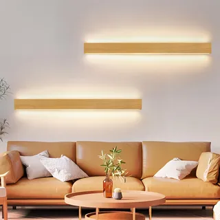 ZMH LED Wandleuchte innen Wandlampe Holz - 100 CM 36W Modern Flurlampe Wand Up und Down Leuchte Indirekt 3000K Warmweiß Wandbeleuchtung für Wohnzimmer Schlafzimmer Flur Treppenhaus