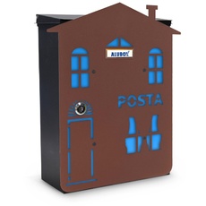 Alubox Haus 1 Briefkasten Mia mit Tür, mehrfarbig