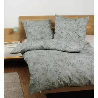 Janine Design Soft-Baumwolle-Bettwäsche-Garnitur CORTINA 71003 Farbe salbeigrün Größe 135x200+80x80 - Grün