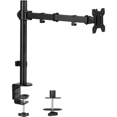 VIVO Single Monitor Arm Desk Mount, Holds Screens up to 32 inch Regular and 38 inch Ultrawide, Fully Adjustable Stand with C-Clamp and Grommet Base, VESA 75x75mm or 100x100mm, Black, STAND-V001...