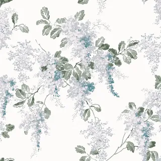 Laura Ashley Vliestapete Fliederzweige 1000x52cm , Blau , Papier, Kunststoff , Floral, Herz/Romantik , Rechteckig , 52x1000 cm , Tapeten & Wandverkleidungen, Vliestapeten