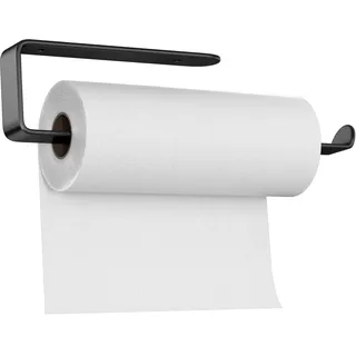 Newaner Küchenrollenhalter Wand Hängen Ohne Bohren, 295mm Selbstklebend oder Bohren Küchenpapierhalter, Space Aluminium Papierrollenhalter für Küche, Bad, Schränke, Vertikal oder Horizontal, Schwarz