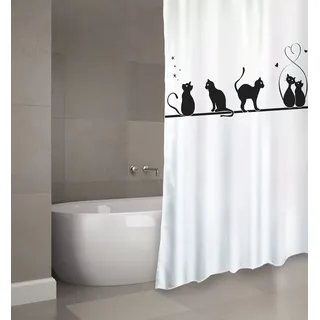 MSV Duschvorhang Katze 180 x 200 cm