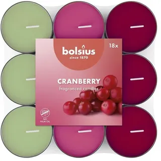 Bolsius - 18 Duft theelichter - Granatapfel - Brenndauer von 3,5 Stunden - Durchmesser 38 mm – Natürliche Extrakte – Enthält Veganes Wachs – Ohne Palmöl