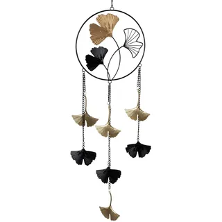 formano Deko Fensterhänger Girlande Ginko 60 cm Metall Mobile Fenster Dekoration Schwarzgold Ginkgo Blatt Motiv | Geschenkidee Hängedeko Wohnaccessoire