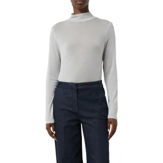 Langarmshirt COMMA, Damen, Gr. 40, grau (light grau), Single Jersey, Obermaterial: 76% Lyocell, 19% Wolle, 5% Elasthan, unifarben, regular fit taillenbedeckt, ohne Ausschnitt, gerader Abschluss, Shirts Langarmshirt, mit Wollanteil