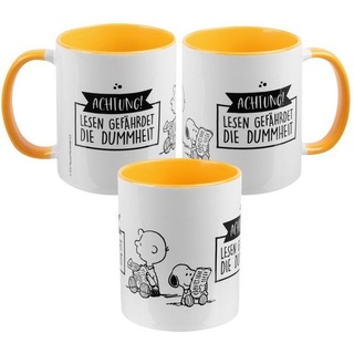 UNITED LABELS Peanuts Tasse Snoopy - Achtung! Lesen gefährdet die Dummheit - Kaffeetasse Becher Kaffeebecher aus Keramik 320 ml