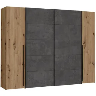 Forte Schwebetürenschrank Narago 270 x 210 x 61 cm Braun/Grau