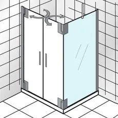 HSK K2P Seitenwand für Drehtür, Maße: 90,0 cm x 200,0 cm, Anschlag links/rechts (drehbar), Duschkabinen: Chromoptik: ESG klar