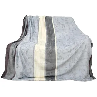 BestLivings Flanell Kuscheldecke Soft Touch 130 x 170 Bella Casa Hellgrau Ranke