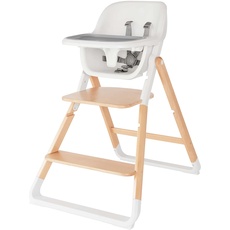 Ergobaby Evolve High Chair 2-in-1 Set Ergonomischer Hochstuhl für Babys Mitwachsend ab 6 Monate, Babyhochstuhl inkl. 5-Punkt-Gurt, Kinderhochstuhl mit verstellbarem Sitz, Natural Wood