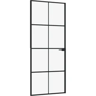 vidaXL Innentür Schwarz 83x201,5 cm Hartglas & Aluminium Schlank - Schwarz
