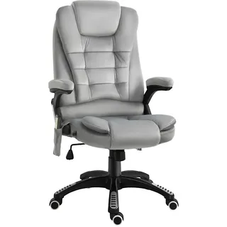 Vinsetto Massage Sessel höhenverstellbarer Bürostuhl mit Massagefunktion Relaxsessel Grau , Textil , Füllung: Schaumstoff,Schaumstoff , 74x116x67 cm , Büromöbel, Bürostühle, Drehstühle