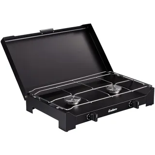 Enders Campingkocher DALGETY 2 Black, Gaskocher, 2-flammig, Edelstahlbrenner, manuelle Zündung, Topfrost aus verchromten Stahl, 2 x 2,3 kW #1855