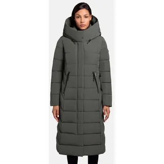 khujo Damen Langer Wintermantel warmer Steppmantel mit großem gefüttertem Kragen und Kapuze Sensy-YM Foam Green Gr. M - M