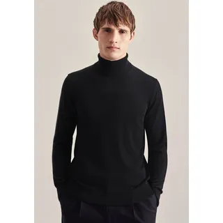 Strickpullover SEIDENSTICKER "Schwarze Rose", Herren, Gr. M, schwarz, 100% Wolle, unifarben, regular fit, Rundhals, Pullover Strickpullover, 1/1 Rollkragen Uni