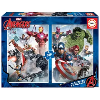Educa Marvel Avengers 2 x 500 Teile Puzzle für Erwachsene und Kinder ab 11 Jahren, Superhelden, Puzzleset (17994)