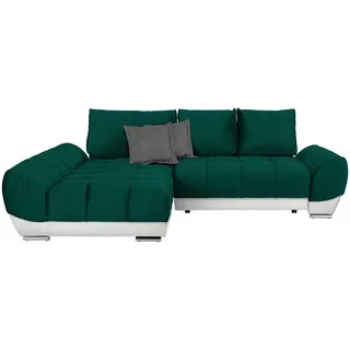 Carryhome Ecksofa , Grün, Weiß, Dunkelgrau , Textil , Füllung: Schaumstoff,Schaumstoff , Ottomane links, L-Form , 290x192 cm , Made in Eu , Stoffauswahl, seitenverkehrt erhältlich , Wohnzimmer, Sofas & Couches, Wohnlandschaften, Ecksofas