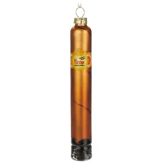 BRUBAKER Zigarre - Handbemalte Weihnachtskugel aus Glas - 14 cm Baumkugel | Weihnachtsdekoration Braun - Mundgeblasener Christbaumschmuck - Figur Lustig Deko Anhänger