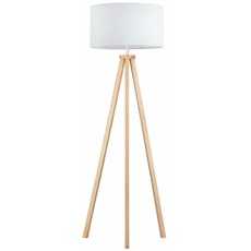 Bild Stehlampe LED Dimmbar aus Holz Dreibein, Skandinavischer Stil, Moderne Standleuchte für Wohnzimmer, Schlafzimmer, Arbeitszimmer, Hotel und Büro, Weiß