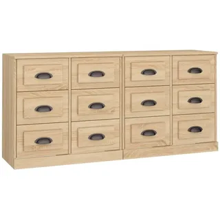 vidaXL Sideboards 2 Stk. Sonoma-Eiche Holzwerkstoff  cm Braun Holz, Spanplatte, Holzwerkstoff