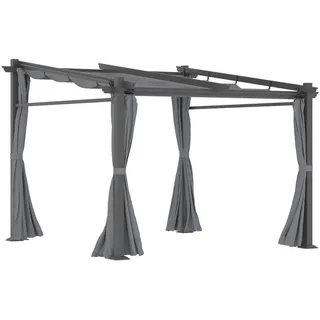 Outsunny Pergola Stahl Alu Polyester Dunkelgrau , Metall, Kunststoff , 295x230x297 cm , Sonnenschutz, Pavillons