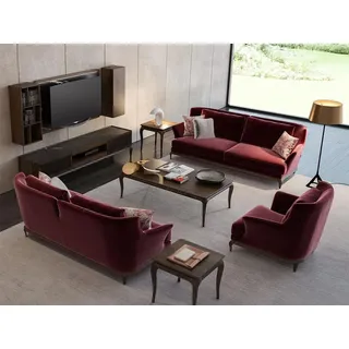Luxus Neu Sofagarnitur Wohnzimmer Einrichtung Design Stoffsofa Sessel - Lila