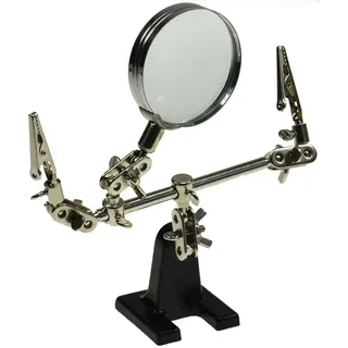 ChiliTec 17873 Dritte Hand mit Lupe und Klemmen Löthilfe mit Gussfuss, 2,5x Vergrößerung