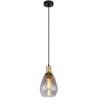 Globo Hängeleuchte , Grau, Schwarz, Messingfarben , Metall, Glas, Textil , 15x120x15 cm , Ce , Lampen & Leuchten, Innenbeleuchtung, Hängeleuchten, Pendelleuchten