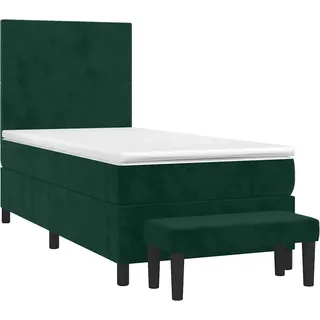 vidaXL Boxspringbett mit Matratze Dunkelgrün 80x200 cm Samt - Grün