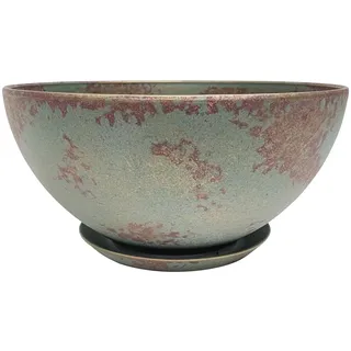 Classic Home and Garden Rosie Moderner Übertopf mit Drainage, Moderne Pflanzschalen – Flache runde Vasen für kleine Pflanzen – vielseitige Töpfe für drinnen und draußen (25,4 cm, Patina-Kupfer)