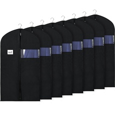 Syeeiex Kleidersack für die Aufbewahrung, 60x101cm Kleidersäcke mit Transparent Fenster für Jacke, Anzüge, Hemden, 8 Stück