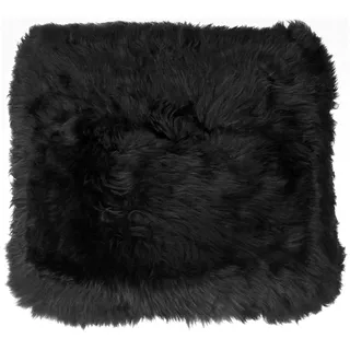 Sitzkissen 42x42 cm aus hochwertigem Lammfell, hochwollig, Farbe: schwarz