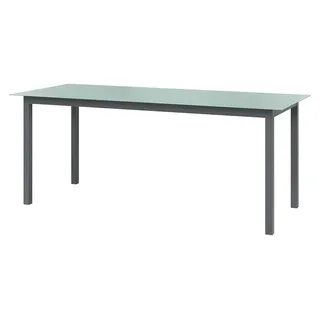 Gartentisch, Esstisch, Couchtisch, Balkontisch, Balkonmöbel Kleiner Balkon, Balkon Tisch, Beistelltisch, Hellgrau 190x90x74 cm Aluminium und Glas - Hellgrau