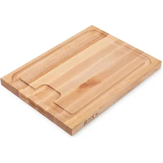 Boos Block Schneidebrett mit Saftrille XXL – 51 x 38 x 4 cm – Nordamerikanisches Ahorn Schneidebrett Holz Gross – Holz mit Griff – Ahornbrett groß – Hackbrett – Fleischbrett – Profi-Brett
