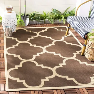 SAFAVIEH Spalier Teppich für Drinnen & Draussen - Courtyard Collection, Kurzer Flor, Dunkelbraun, 122 X 170 cm