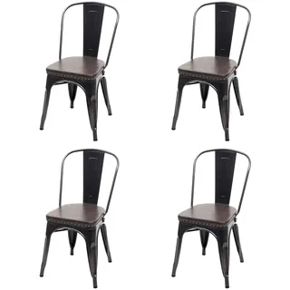 Mendler Esszimmerstuhl HWC-H10e Kunstleder schwarz-braun 4er Set