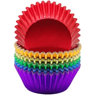 Mombake Einweg-Backförmchen aus Standard-Folien Papier, Muffin-Cupcake-Förmchen für Partys und mehr (Regenbogen, 120 Stück)