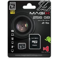 Magix MicroSD Speicherkarte 4K Series Klasse10 V30 + SD Adapter bis zu 95 MB/s (256GB)