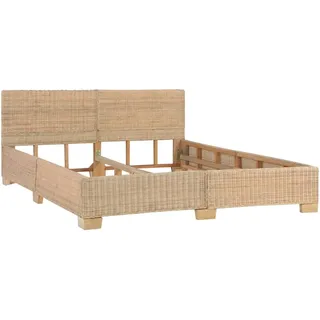 vidaXL Bettrahmen Handgewebt Echtes Rattan 160×200 cm - Braun