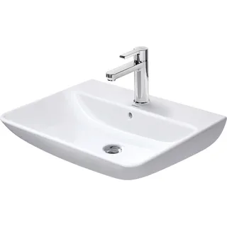 Duravit ME by Starck Waschtisch, mit Überlauf, mit Hahnlochbank, 1 Hahnloch, 650mm, 23356500001, Farbe: Weiß mit Wondergliss
