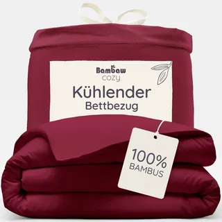 Bambaw Bambus Bettwäsche 155x220 cm, kühlender Bettbezug Sommer, Allergiker Deckenbezug, nachhaltige 100% Bambus Bettwäsche, atmungsaktiver Bettbezug (Burgunderrot)
