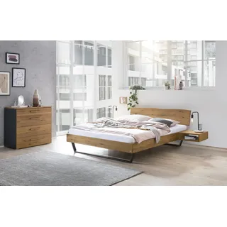 Hasena Massivholzbett Levane 140 x 200 cm Holz Braun Wildeiche