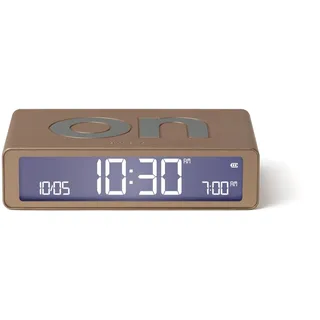 Lexon Flip Classic Digitaler Wecker mit umkehrbaren EIN/Aus-Seiten, wiederaufladbare Nachttischuhr mit LCD-Display, Berührungssensor für Schlummer- und Lichtfunktion – Gold