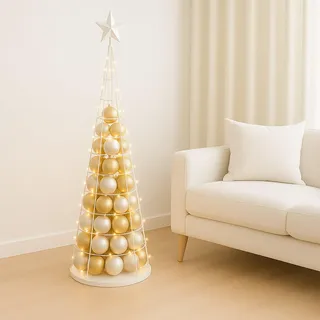 Deko-Baum HWC-O91, Weihnachtsbaum Schmuckbaum Weihnachtsdeko Christbaum zum Beschmücken, Metall 160cm  weiß - Weiß