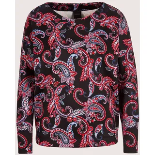Langarmshirt MADELEINE "Sweatshirt Ethno-Sweatshirt mit Kimono-Ärmeln", Damen, Gr. 44, schwarz (schwarz, rot, multicolor), Obermaterial: 50% Modal CMD. 44% Polyester PES. 6% Elasthan EL., Modern, U-Boot-Ausschnitt, Shirts Langarmshirt