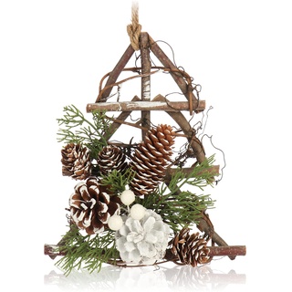 com-four® Hänger-Baum für die Weihnachtsdeko - Christbaumhänger für winterliche Gestaltung - handgemachter Raumschmuck zum Dekorieren - Hängedekoration für Fenster und Tür (1 Stück - Baum)