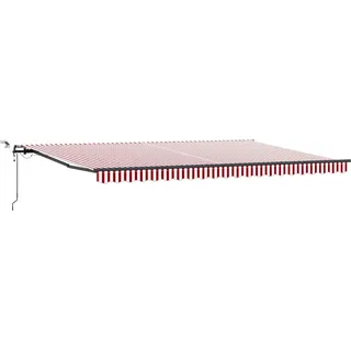 Ausziehbare Markise Rot und Weiß 500 x 350 cm Polyester - Rot